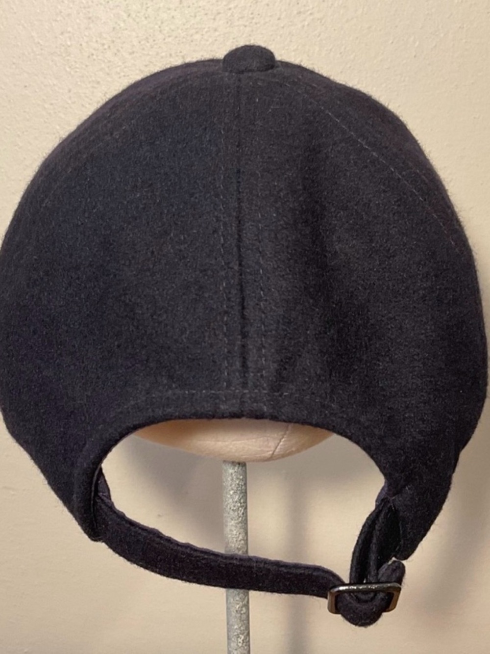 Vintage JCREW Baseball Cap Hat Navy Blue Adjustable Gold Yellow Monogram OS Wool - Picture 6 of 11